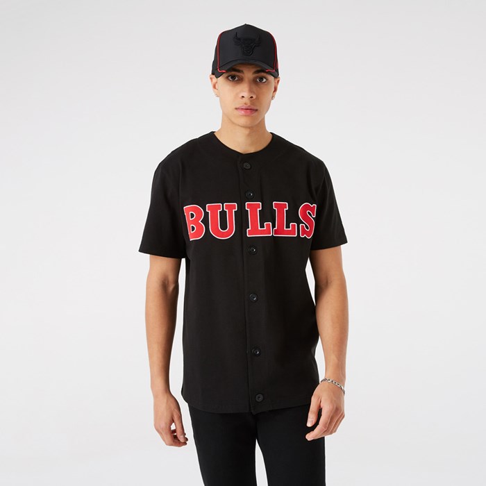 Chicago Bulls Miesten Button Pelipaidat Mustat - New Era Vaatteet Myynti FI-820354